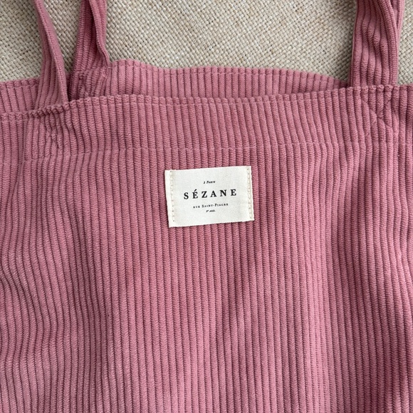 Sezane Pink Corduroy Tote Bag - Picture 3 of 5